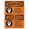 Signmission OSHA WARNING Sign, PPE Respirator Bilingual, 14in X 10in Decal, 14" W, 10" H, Landscape OS-WS-D-1014-L-12775 - alternate 1